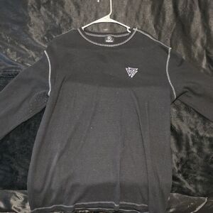 Forte Black Long-Sleeve Crewneck Shirt with Subtle Chest Logo